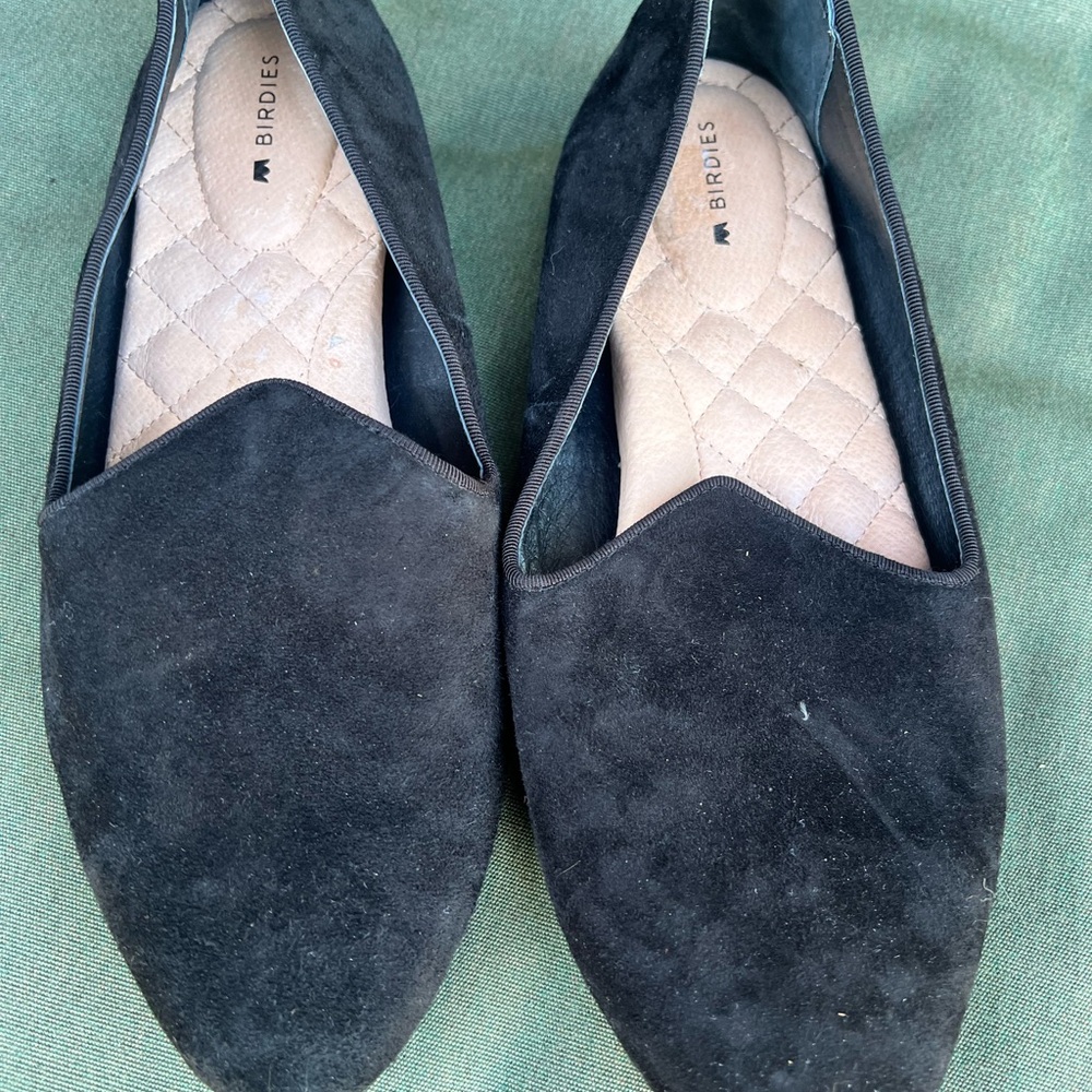Birdies Elegant Black Suede Flats